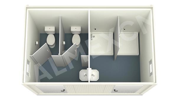 Conteneur Sanitaire 4m HI-FLEX 2 WC 2 Douches